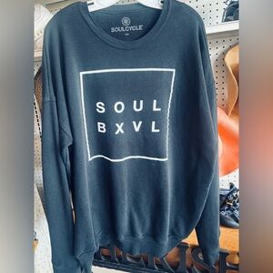 SoulCycle Heather Grey Long Sleeve  Crewneck T Shirt Sweater w/Logo Print XL
